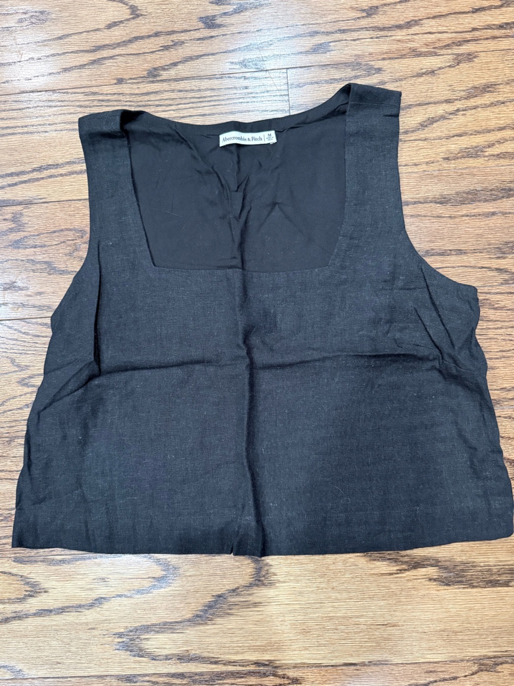 Abercrombie & Fitch Women’s Black Crop Linen Tank